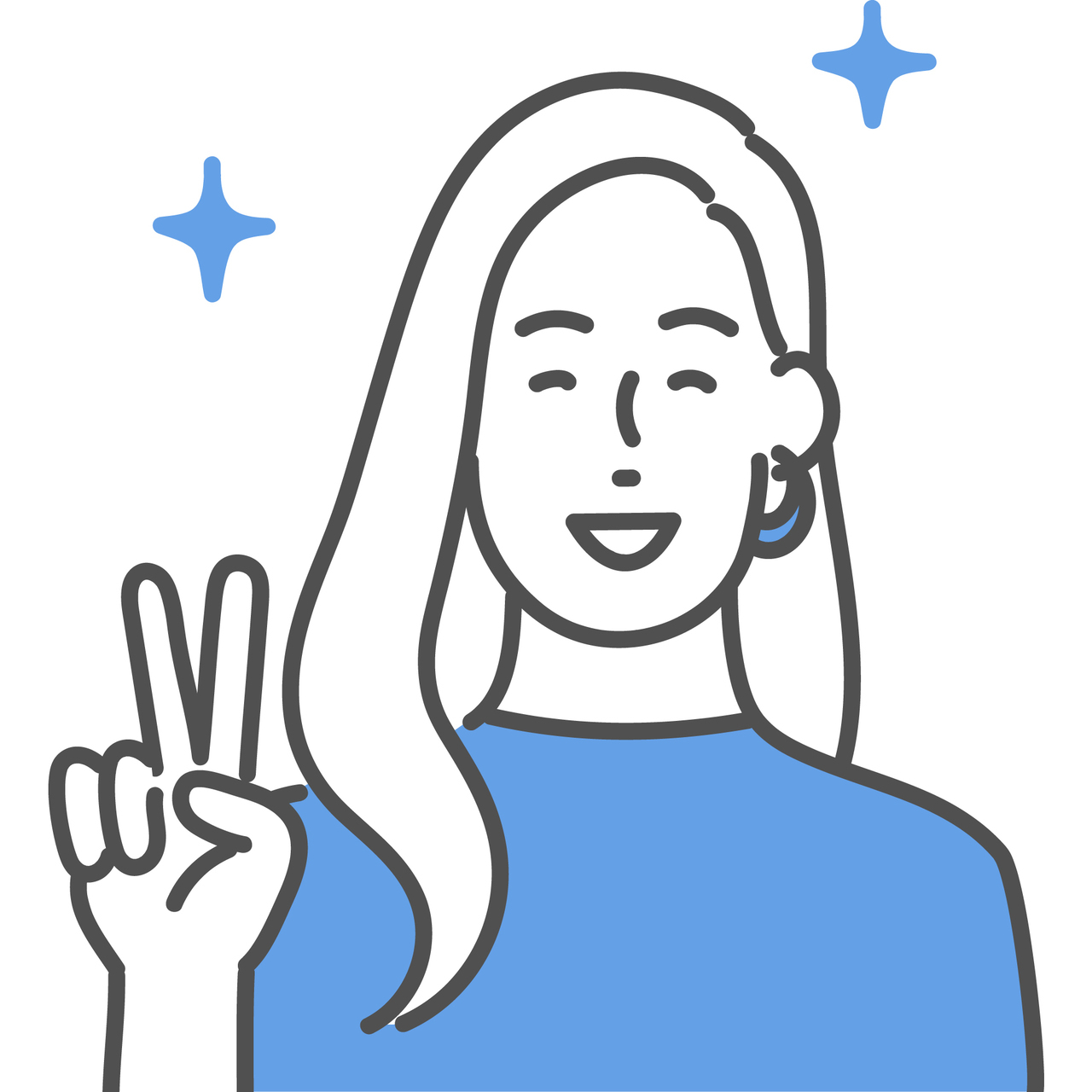 ワイヤー矯正の違和感がなくなった女性のイラスト