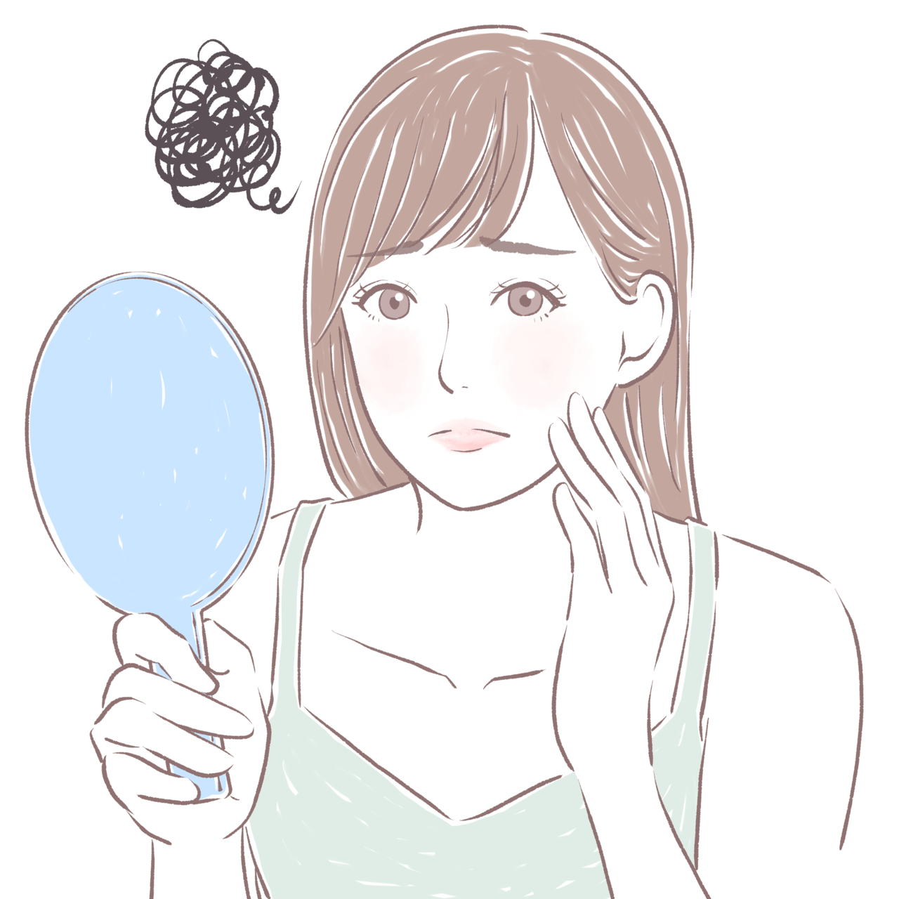 出っ歯かどうか悩む女性のイラスト